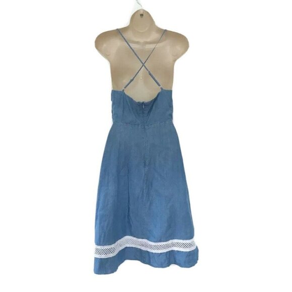Lovers & Friends Denim Tie Front Midi Tencel Dress - Picture 4 of 8